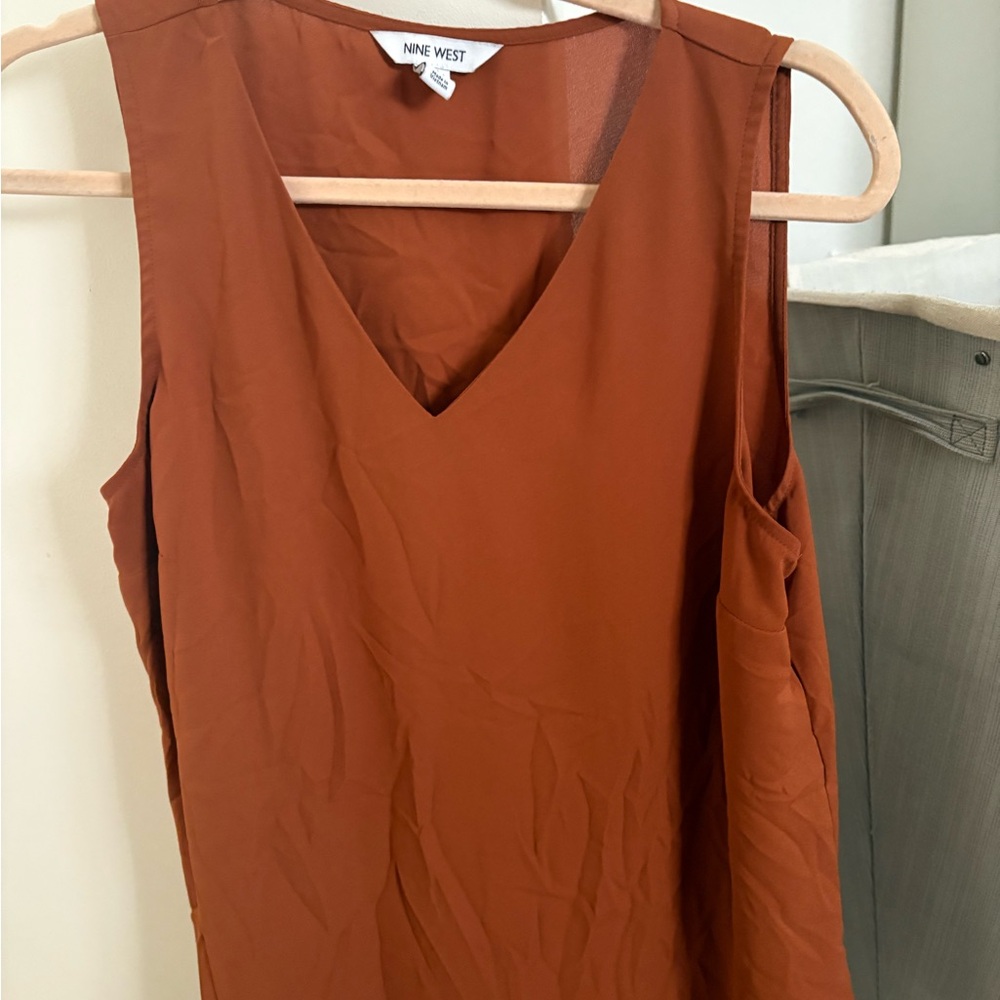 Nine West Women's Burnt Orange Sleeveless Blouse